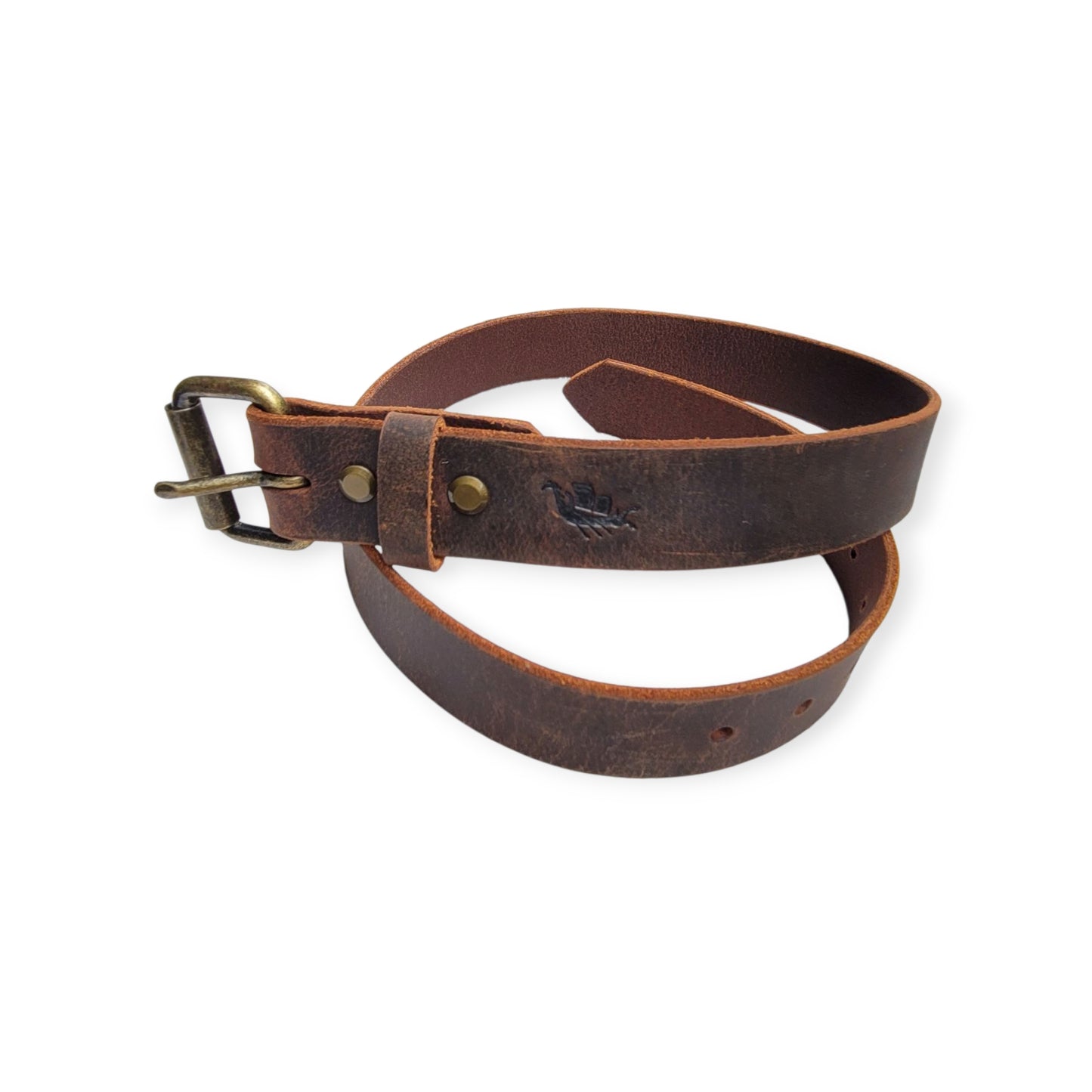 Brown Belt with Antique Brass Buckle