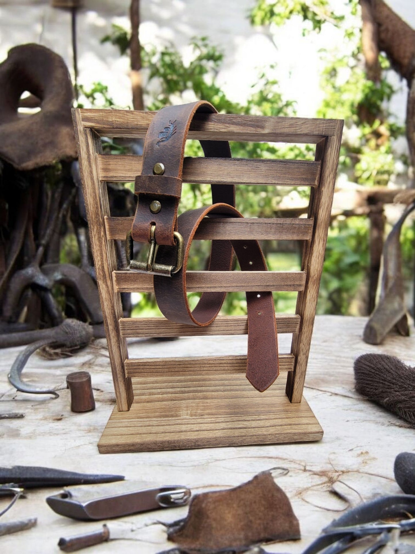Brown Belt with Antique Brass Buckle
