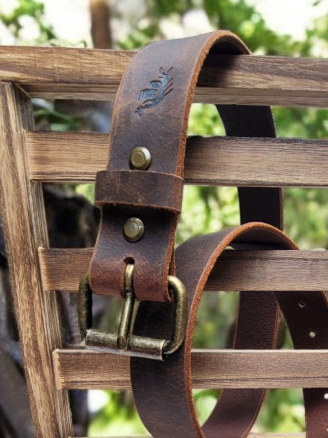 Brown Belt with Antique Brass Buckle