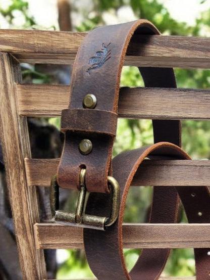 Brown Belt with Antique Brass Buckle