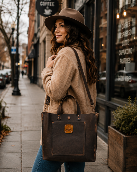 Sigrid Tote – Brown Java Raindance Leather