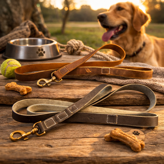 Handcrafted Leather Dog Leash – Antique Brass Clip (5 ft)