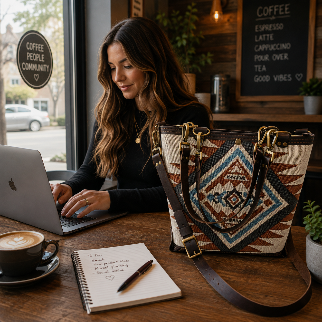 Helene – Java Raindance & Woven Blanket Leather Purse