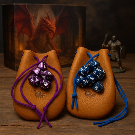 Handcrafted Leather Dice Pouch – Dungeons & Dragons Dice Bag with Matching Drawstring