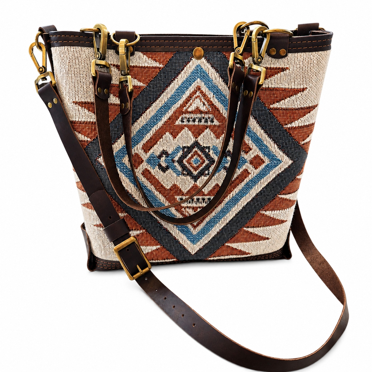 Helene – Java Raindance & Woven Blanket Leather Purse