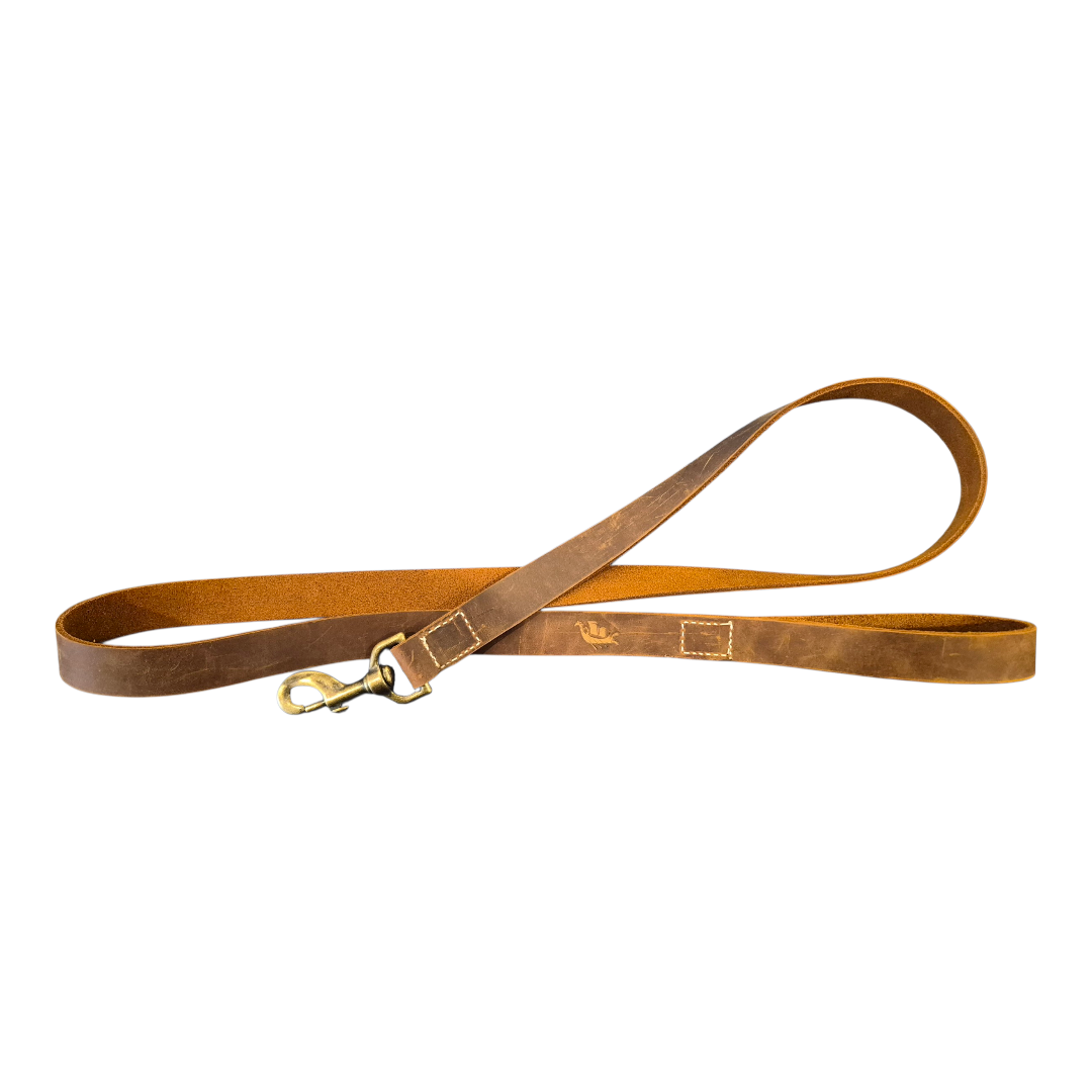 Handcrafted Leather Dog Leash – Antique Brass Clip (5 ft)