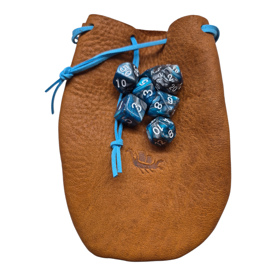 Handcrafted Leather Dice Pouch – Dungeons & Dragons Dice Bag with Matching Drawstring