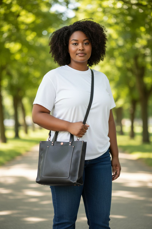 Sigrid Black Leather Crossbody Purse